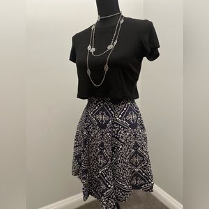 H&M Black Cropped Top with H&M Flare Floral Skirt - Two Piece Set